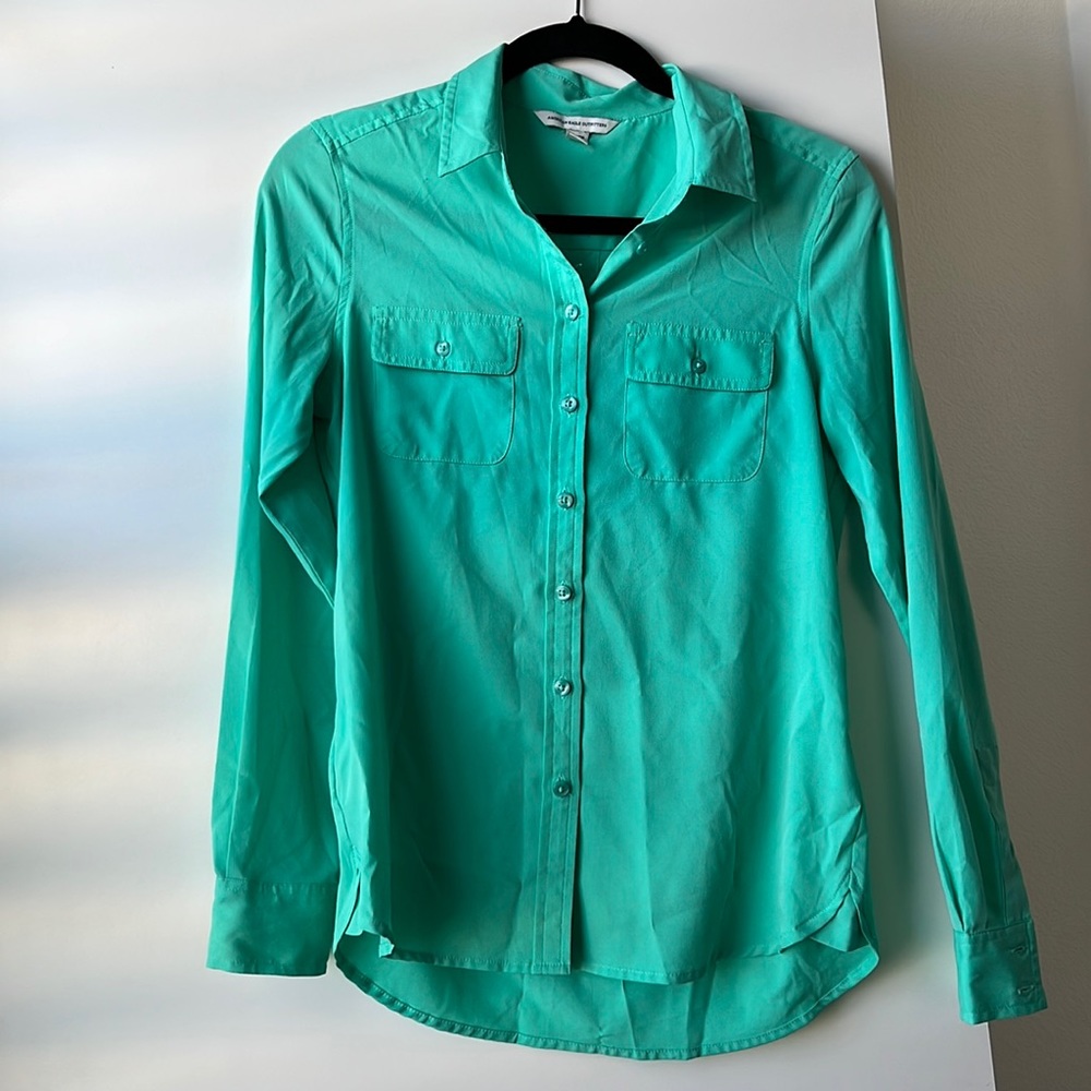 American Eagle Outfitters Button-Down Shirt - Seafoam Size XS